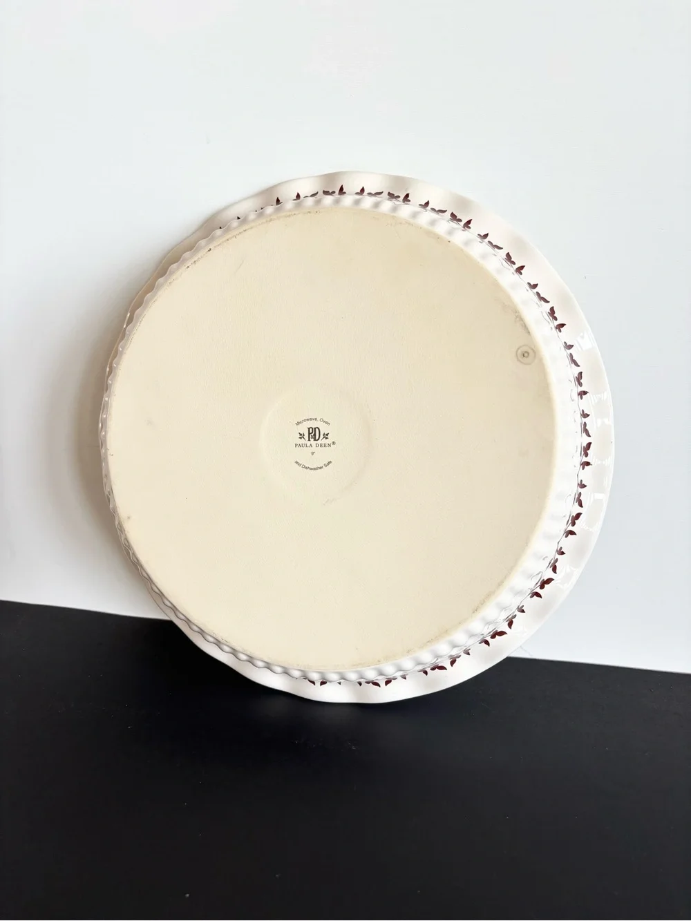 Paula Deen Fall Harvest Large 11 inch Stoneware Quiche or Pie Plate Ruffled Edge